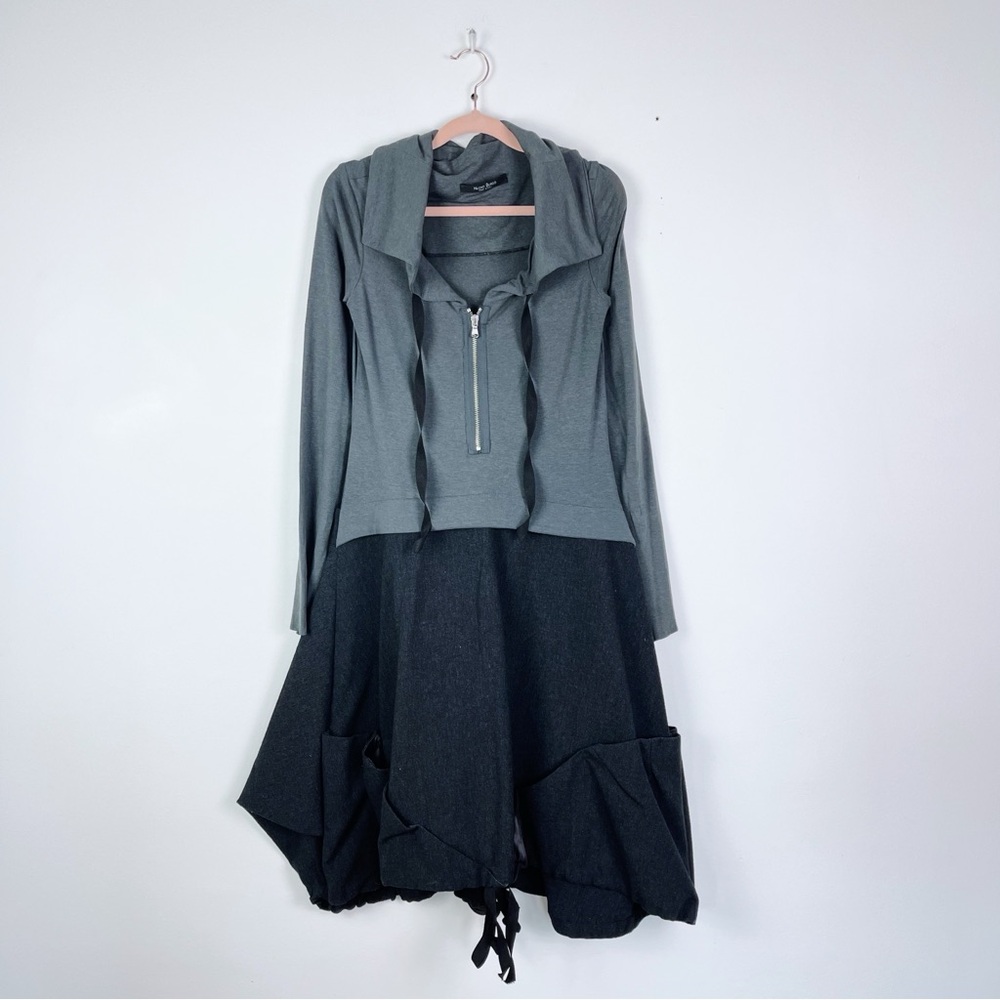 nuovo borgo made in italy wool blend poof hem midi dress